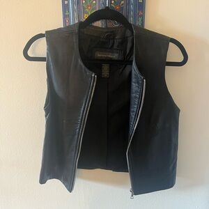 Genuine leather zip up vest